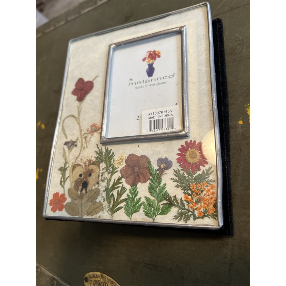 Melannco Dried Flower 70 Photo Album Leaded Glass Velvet Back 4x6 #1800767665